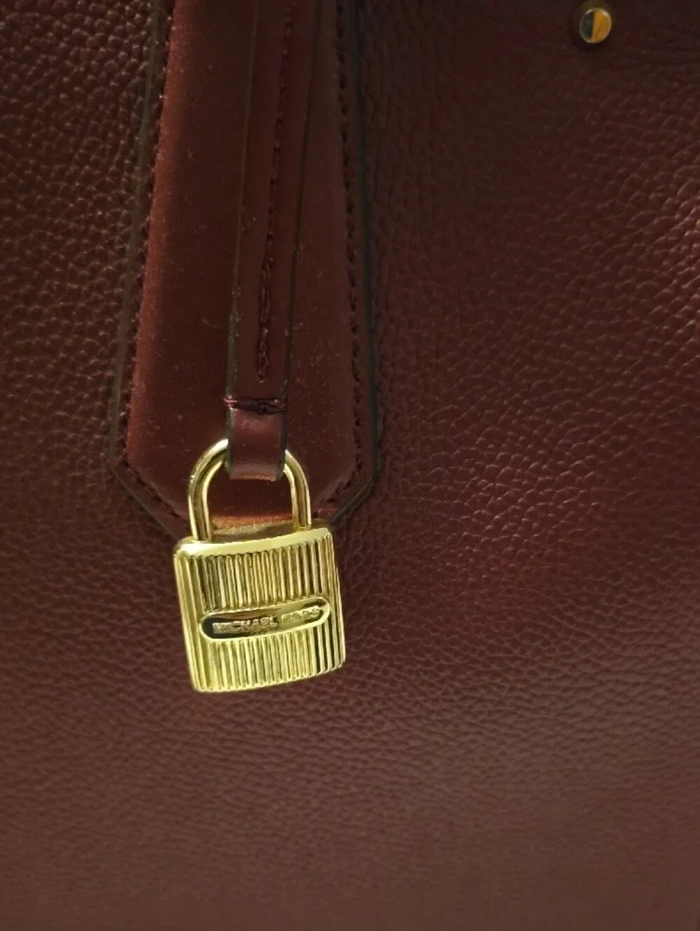 Michael Kors Wine Leather Satchel with Gold Hardware